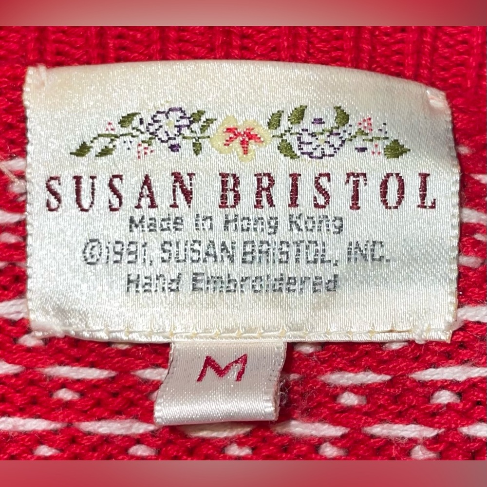 Susan Bristol Vintage 1991 Women’s Size M Cabin Christmas Sweater Cardigan Isle - Picture 10 of 12